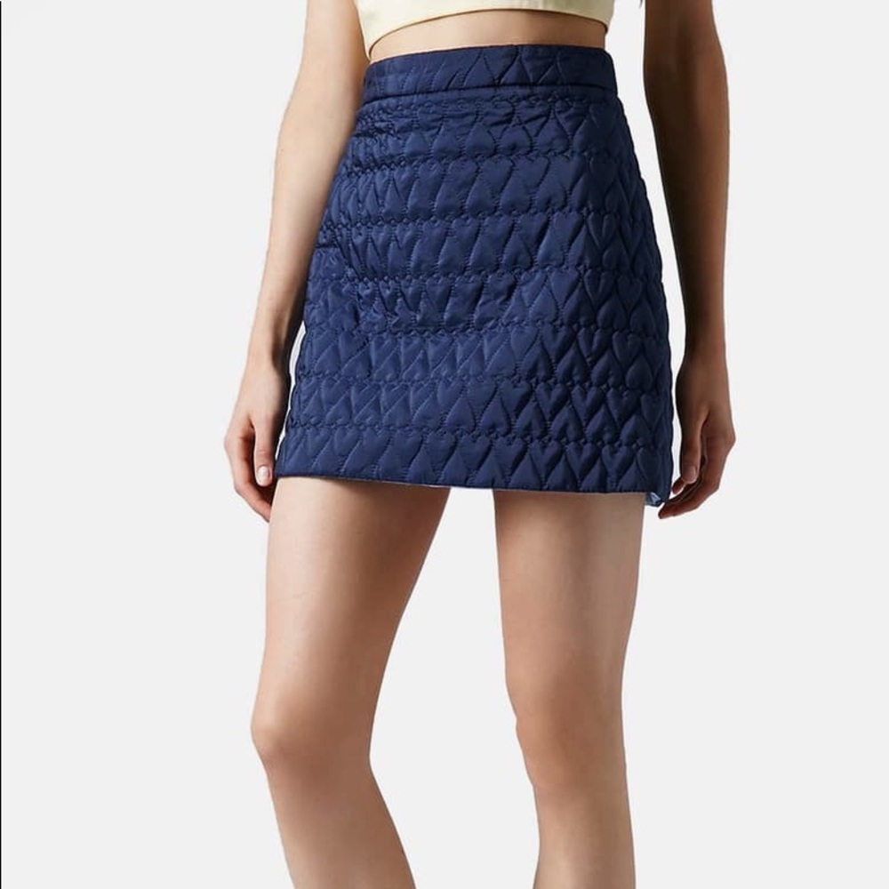Topshop Quilted Heart Navy Mini Skirt Size 8